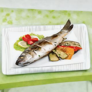 Spigola con patate al forno