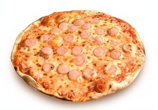 Pizza würstel e patatine