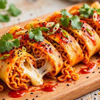 The Spicy Lava Wrap" - Kao Leng Mian Buldak & Cheese