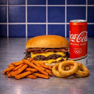 menu bacon veg + 6 onion rings