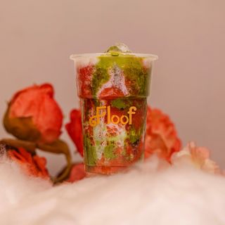 Ice strawberry matcha latte