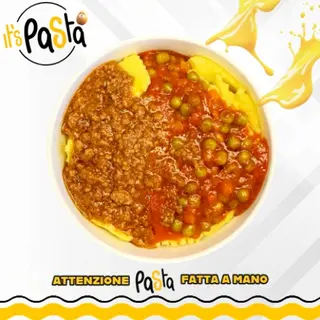 Ravioli ragù e piselli