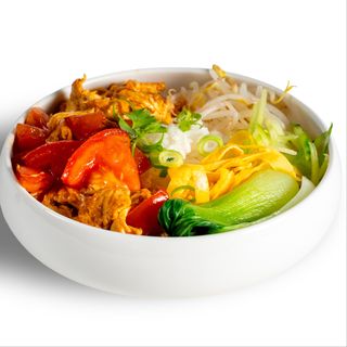 D5 Donburi con uova saltate con pomodoro