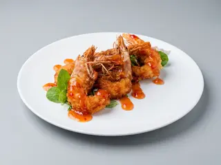 Gamberi in tempera giapponese con salsa agrodolce