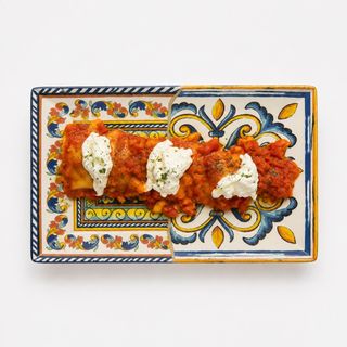 Ravioli agli scampi con stracciatella