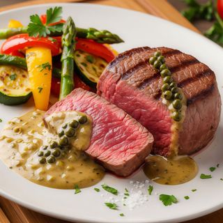 FILETTO DI MANZO  ALLA GRIGLIA O AL PEPE VERDE CON CONTORNO A SCELTA