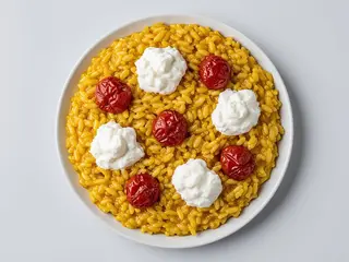 RISOTTO ZAFFERANO,STRACCIATELLA,POMODORINI CONFIT