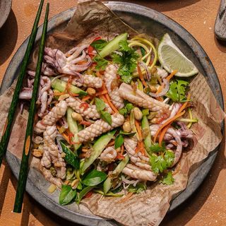 Tentacoli di calamaro saltati