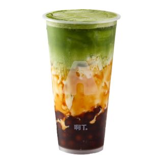 B28 Hot matcha black bubble milk tea 
