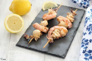 Spiedino di calamaro e scampi