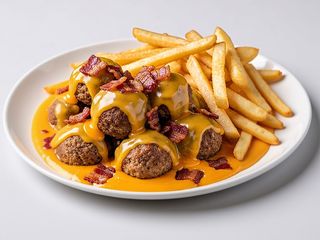 Polpettine cheddar bacon patatine