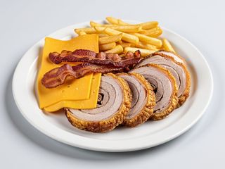 Porchetta cheddar bacon patate