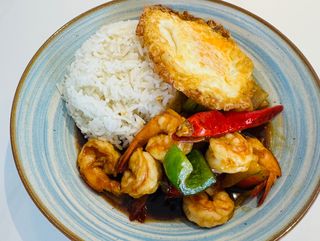 35A Riso Gaifan con gamberi piccanti