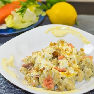 gnocco con salmone porri e limone