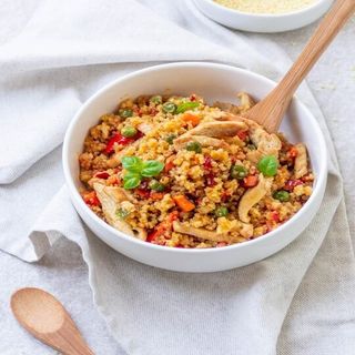 Cous cous,pollo speziato e verdurine