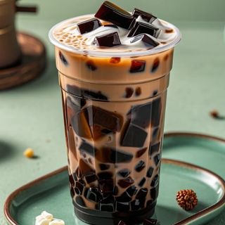 B8. Bubble tea con gelatina all'erba仙草奶茶