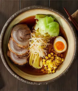 Ramen in brodo con arrosto