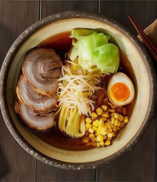 Ramen in brodo con arrosto