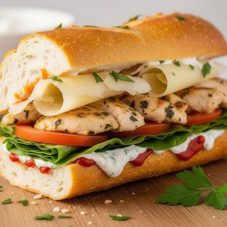 Grill chicken baguette parmigiano