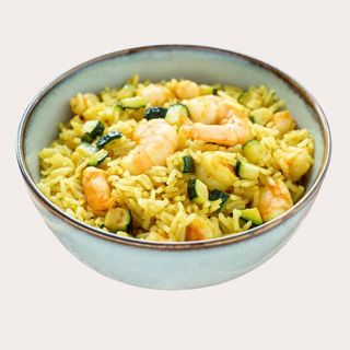 Riso Basmati con zucchine, gamberetti e curry