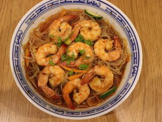 Spaghetti di soia con Gamberi