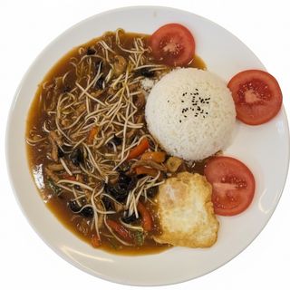  Riso con maiale in salsa 鱼香肉丝盖饭