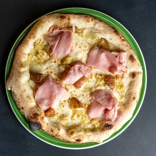 Patate, prosciutto arrosto e pesto di basilico