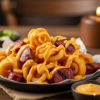 Chips twisters, salsa cheddar e würstel