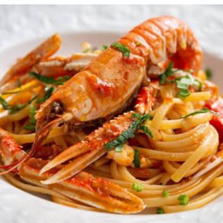 Linguine con scampi