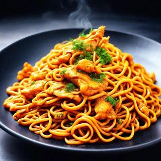 Spaghetti saltati con pollo
