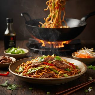 Spaghetti saltati con manzo