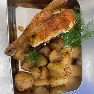 mezzo pollo ruspante con contorno