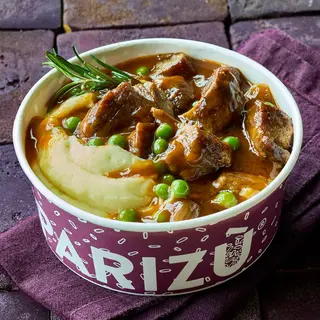 Spezzatino di vitello + purè di patate, piselli