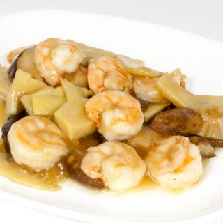 gamberi funghi e bambu