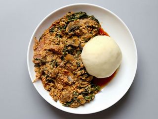 Pounded yam and egusi