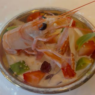 Scampi con stracciatella