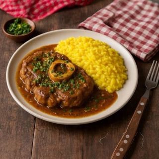 Ossobuco con risotto alla milanese 