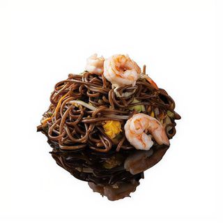 125. Yaki soba con gamberi e verdure