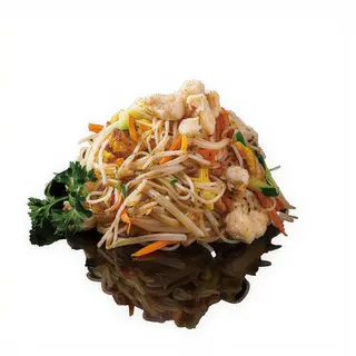 140. Spaghetti di riso con pollo e verdure
