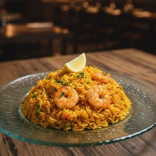 Prawn biriyani, (Gamberi)