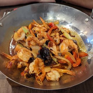 Gamberi fritti e saltati salsa piccante干锅虾