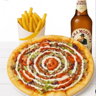 Menü Pizza Kebap con bırra 66cl