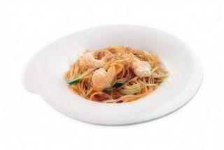 Spaghetti di soia con gamberi