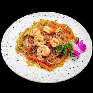 SPAGHETTI DI SOIA CON GAMBERI