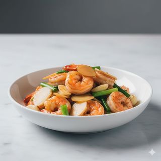 154 - Gamberi con zenzero saltati 姜葱虾仁