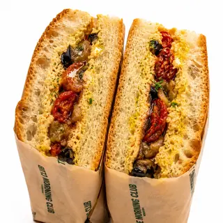 Focaccia Hummus, Melanzane e Pomodorini Comfit
