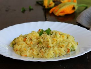 Risotto crema di zucchine e fiorindi zucca.