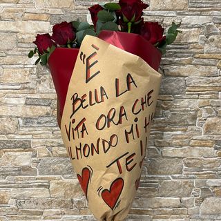 Bouquet con scritta