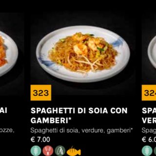 323 spaghetti di soia con gamberi