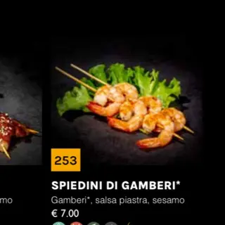 253 spiedini di gamberi